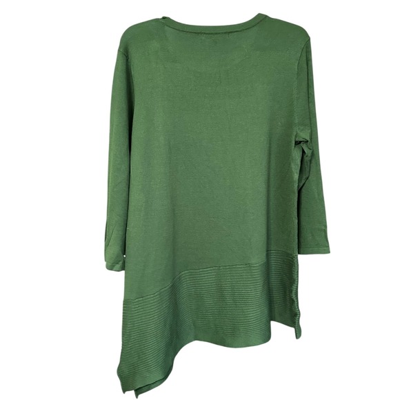 99 Jane Street Womens XL Forest Green Asymmetrical Button Side Ribbed Knit Top - Picture 3 of 7